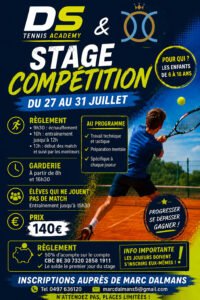 Stage Tennis Compétition du 27 au 31 juillet 2026
