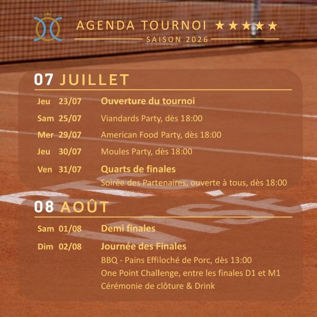 Plusieurs animations vous sont proposées lors du tournoi 5*