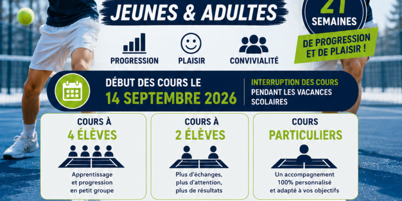 Inscriptions aux cours hiver 2026-27 Jeunes & Adultes